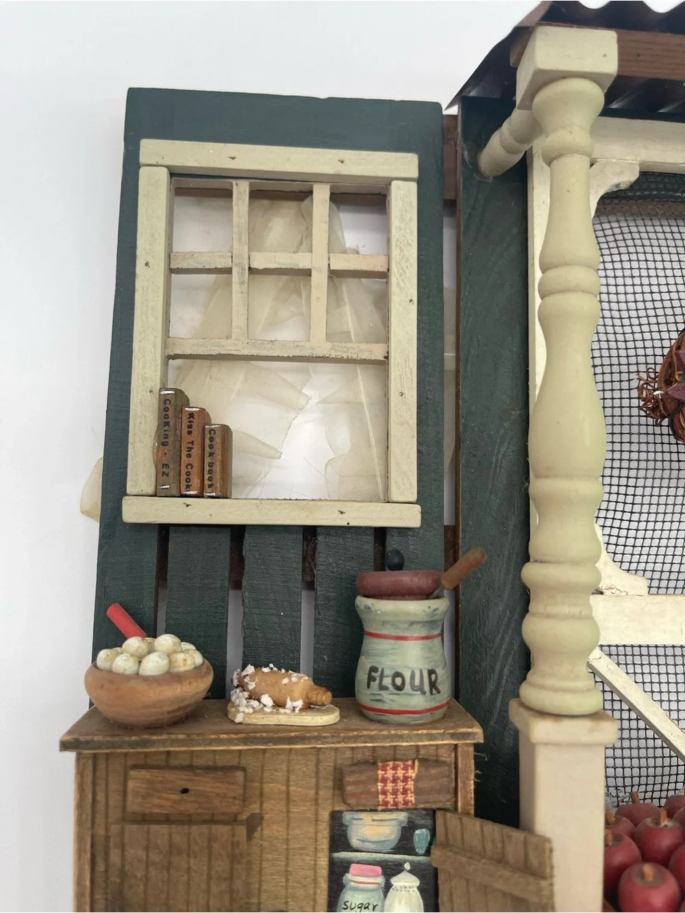 Country Cottagecore Apple Stand Miniature Room Box Diorama Wall Key Holder Vtg